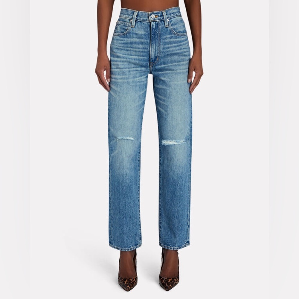 Slvrlake London crop jeans high waist cropped distressed straight leg size 32